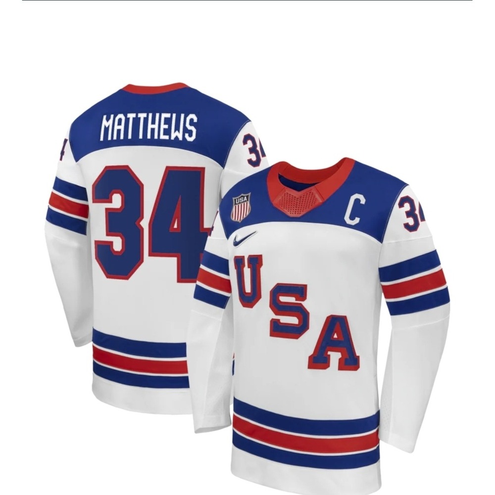 Auston Matthews Nike US Hockey 2026 AwayJersey - White medium New with Tags